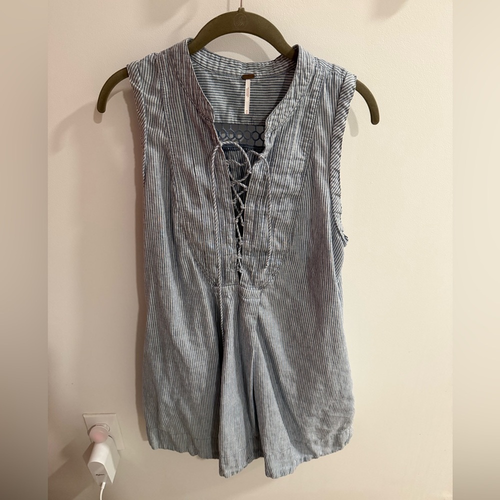Free People Lace-up Striped Mini Dress, size: M